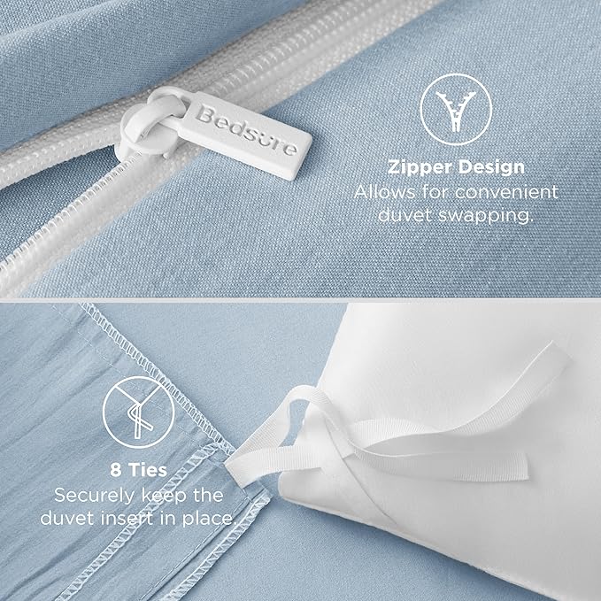 Bedsure Celestial Blue Duvet Cover King Size - 3 Pieces Prewashed Extra Soft Bedding Set, Includes 1 Duvet Cover 104x90 Inches with Zipper Closure & 2 Pillow Shams, Comforter Not Included