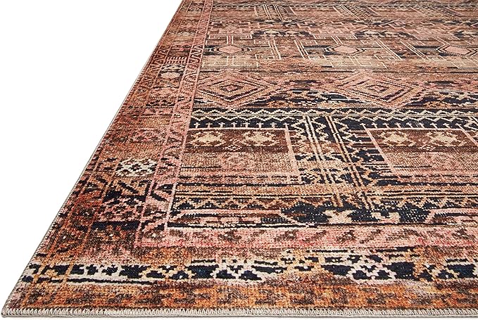 Loloi II Layla Collection, LAY-14, Mocha/Blush, 2'-3'' x 3'-9'', 13'' Thick, Accent Rug, Soft, Durable, Vintage Inspired, Distressed, Low Pile, Non-Shedding, Easy Clean, Printed, Living Room Rug