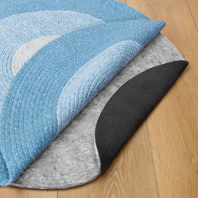 RUGPADUSA - Dual Surface - 4' Round - 1/4" Thick - Felt + Rubber - Non-Slip Backing Rug Pad - Safe for All Floors