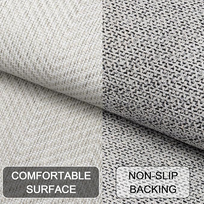 ENHASIV Ultra Thin Indoor Door Mat 24"x47", Washable Door Mat Indoor Entrance, Non Slip Rubber Backing Doormat Low-Profile Inside Entryway Mat, Unique Herringbone Design Entry Mat, Khaki (FOLD)