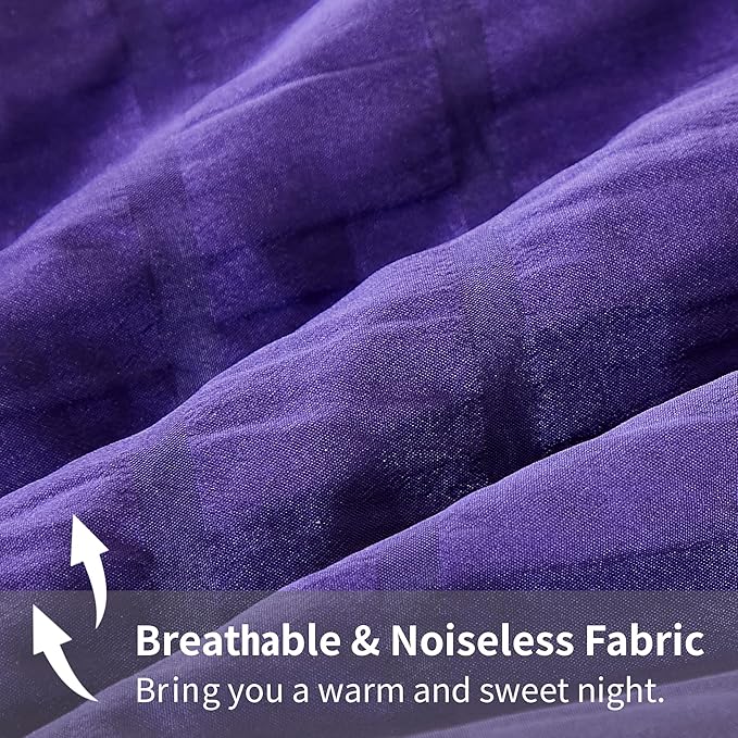 AveLom Dark Purple Seersucker Full Comforter Set (80x90 inches), 3 Pieces-Soft Washed Microfiber Lightweight Comforter with 2 Pillowcases, All Season Down Alternative Comforter Set for Bedding