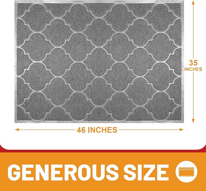 Cosyearn Door Mat, Front Door Mat, 46x35, Welcome Mats for Entryway,Garage,High Traffic Areas, Jumbo Size, Doormat Entrance, Waterproof Mat, Easy Clean, Outdoor Indoor Floor Mat,Non Slip (Grey)