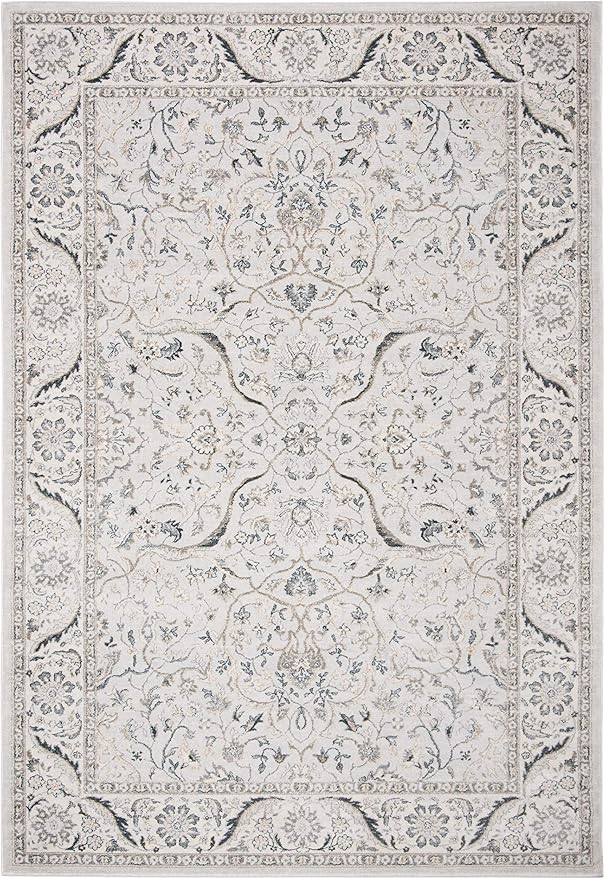 SAFAVIEH Isabella Collection Area Rug - 5'3" x 7'6", Light Grey & Cream, Oriental Design, Non-Shedding & Easy Care, Ideal for High Traffic Areas in Living Room, Bedroom (ISA912F)