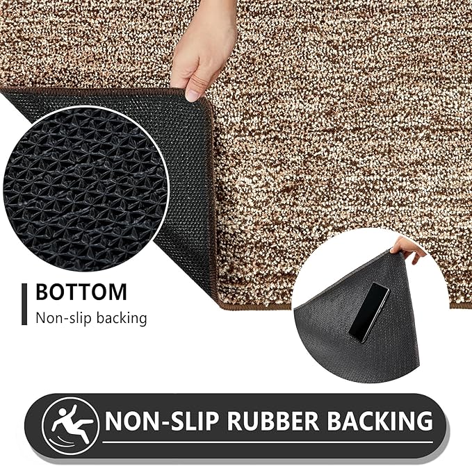 REFETONE Coffee/Brown Doormat, 24'x36', Indoor Non Slip Absorbent Rug for Entryway, Resist Dirt, Machine Washable, Low-Profile, Ideal for High-Traffic Areas, Housewarming Gift