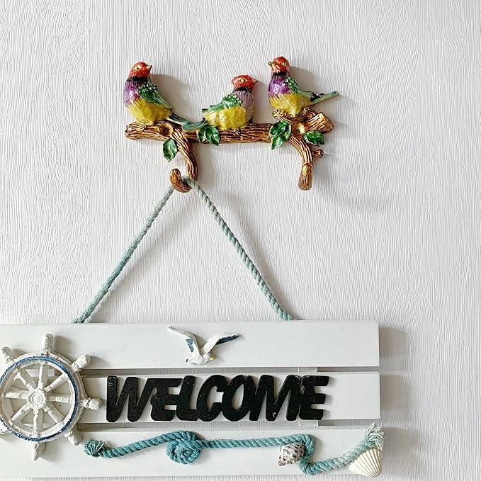 Vintage Bird Shaped Decorative Wall Hook Rack Hanger for Hanging Clothes Coats Towels Keys Hats, 1 Pack Antique Metal Mounted Wall Hook