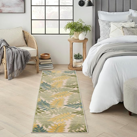 Nourison Home Aloha Green Multicolor 2'3" x 8' Area Rug - Easy Clean, Non Shedding, Bed Room, Living Room, Dining Room, Kitchen (8' Runner)