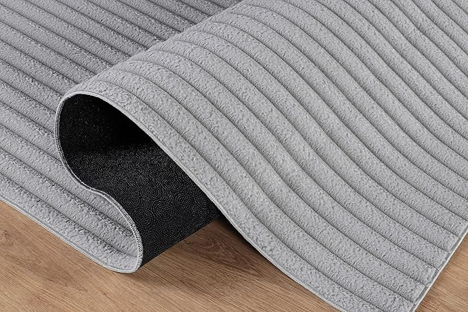 Beverly Rug Non Slip Area Rug 2 x 3 Modern Durable Ultra Soft Ribbed Indoor Rugs for Living Dining Room Office Stain Resistant Non Shedding Casual Easy Shag Indoor Carpet Gray 2x3