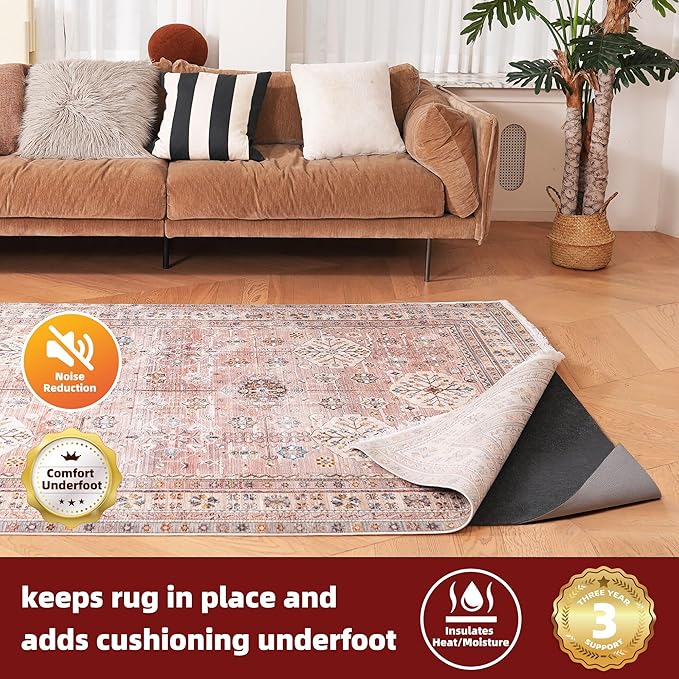BAGAIL Felt and Natural Rubber Backing Rug Pads 1/8” Thick, 2 x 10 Ft Non Slip Rug Gripper Keep Rugs in Place, Under Area Rug Protective Cushioned Pads, Carpet Runners, Hardwood Floors Protection