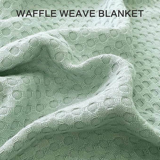 AmyHomie Cooling Blanket King Size, 100% Rayon Derived from Bamboo, Cool Summer Blanket for Hot Sleepers Soft Comfy Waffle Lightweight Blankets for All Seasons(108×90in,Sage Green)