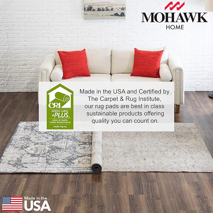 Mohawk Home 2' x 3' Non Slip Grip Rug Pad 1/4" Thick Dual Surface Felt Cushion + Rubber Gripper - Safe for All Floors