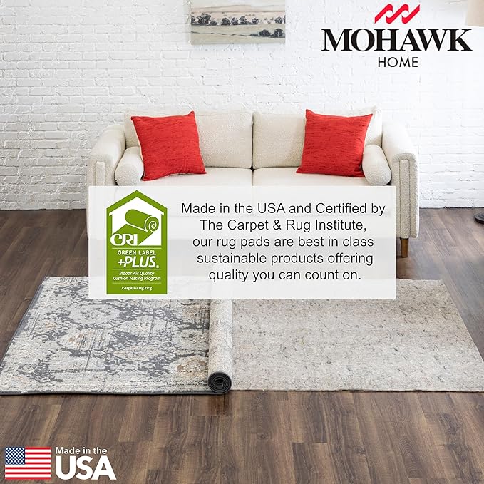 Mohawk Home 8' 4" x 10' 2" Non Slip Grip Rug Pad 1/4 Thick Felt + Rubber Backing - Dual Surface Safe for All Floors