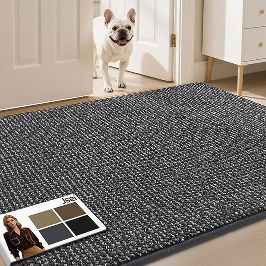 JSEI Dirt Trapper Door Mat 36"x60" Non-Slip Washable Entrance Mat, Dog Doormats, Absorbent & Fade-Resistant Floor Mats, Low Profile Welcome Mats for Entryway, Front Door, and Inside Entrance, Charcoal