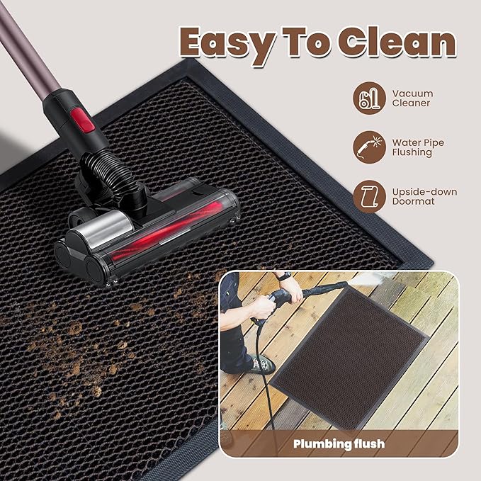 Fylyz Outdoor Indoor Door Mats for Entryway, Heavy Duty and Durable All-Weather Entry Mat, Low Profile, Non-Slip and Easy Clean Outdoor Doormat for Entrance, Patio and Garage (Brown 36"x24")