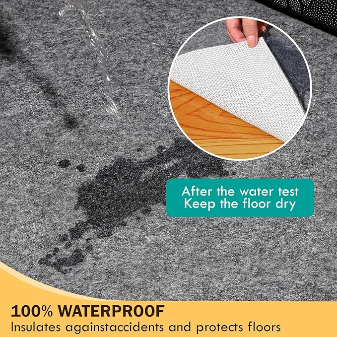 Waterproof Rug Pad, Thick 8x10 ft Under Area Rug Carpet Pad, Non Slip Felt Rug Pads for Hardwood Floors, Keep Carpets in Place Soft and Prevent Rug from Wrinkling or Buckling