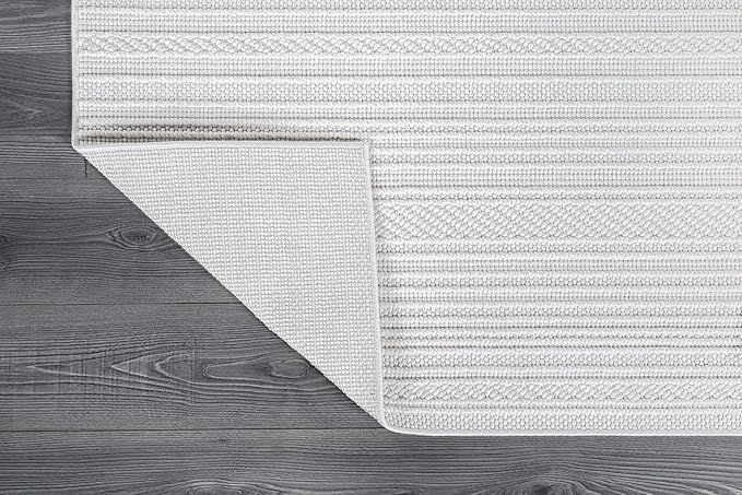 Luul Home Micro Loop Indoor Rug White 5x7 Boho Geometric Neutral Area Rugs for Living Room Soft Luxury Modern Low and High Pile Durable Stain Resistant Non-Shedding Indoor Area Carpet 5 x 7