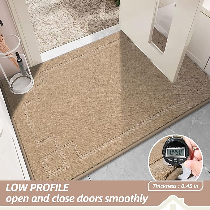 BEQHAUSE Door Mat 24" x 60", Non-Slip Door Mats Indoor Entryway Rugs Washable Low-Profile Absorbent and Stain Resist Floor Mats, Dog Door Mat for Front Back Door, Muddy Wet Shoes & Paws, Beige