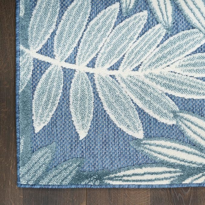 Nourison Home Aloha Blue 3'6" x 5'6" Area Rug - Easy Clean, Non Shedding, Bed Room, Living Room, Dining Room, Kitchen (4' x 6')