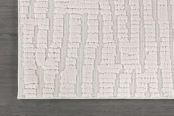Luul Home Modern Micro Loop Indoor Runner Rugs for Living Room Bedroom Kitchen Geometric Pebble White 2x7 Luxury Durable Low and High Pile Non-Shedding Stain Resistant Soft Area Carpet 2 x 7