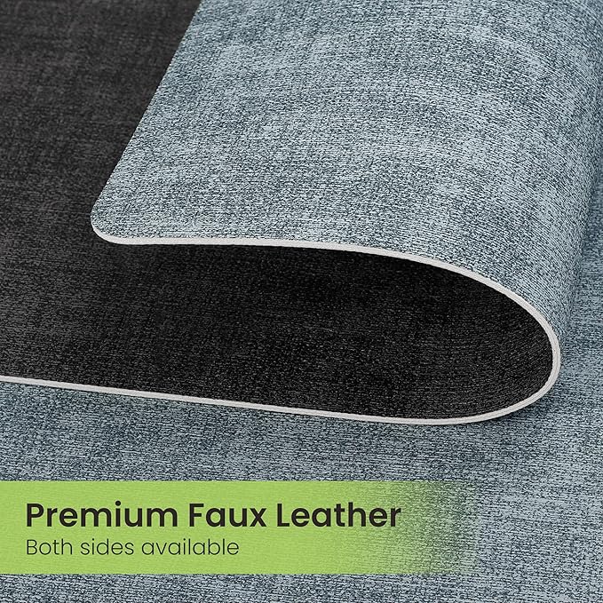 Placemats Set of 4, Faux Leather Heat Resistant Wipeable Placemats, Dual Sided Waterproof Washable Table Mats with Coaster, Suitable for Kitchen, Dining, Table Decor (4, Black Light Blue)