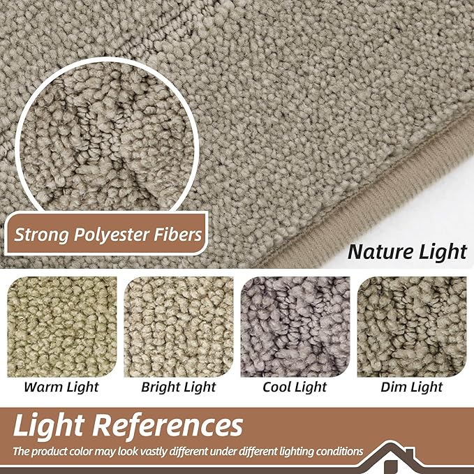 BEQHAUSE Dirt Trapper Door Mat 24" x 60", Doormat Non-Slip Entryway Rugs Washable, Dog Door Mat Stain Resistant and Absorbent Welcome Floor Mat for Front Back Door, Mud Wet Shoes & Paws, Beige