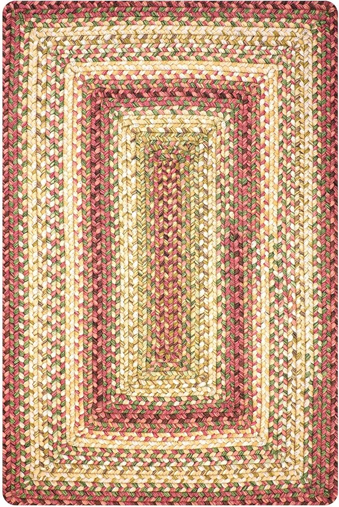 Barcelona Red and Gold Braided Rug 20x30 Rectangle - Indoor & Outdoor - Rustic Country Decor for Bathroom, Entryway, Everywhere