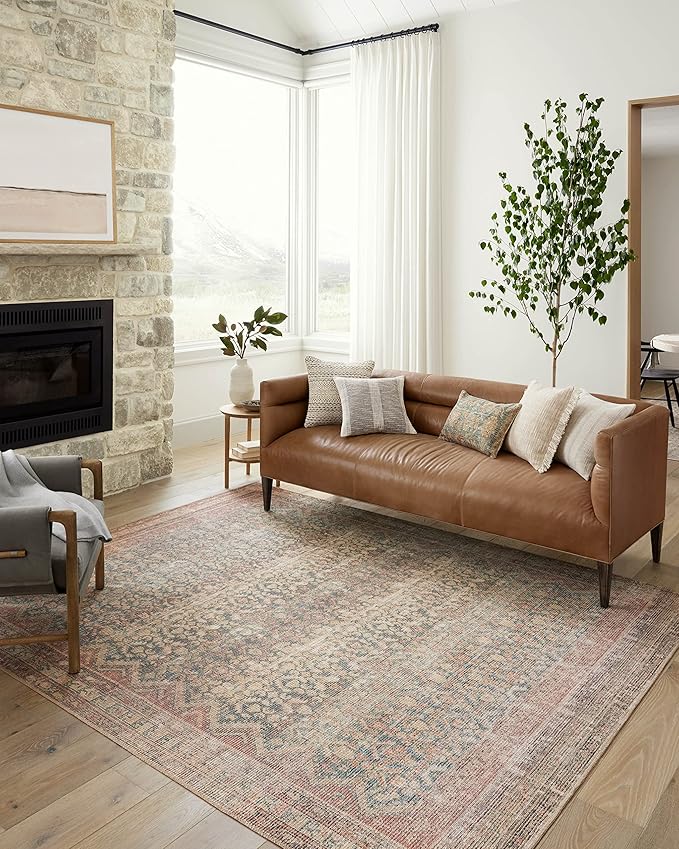 Loloi Angela Rose Aubrey Collection AUB-03 Ocean/Spice 2'-6" x 7'-6", .19" Pile Height, Runner Rug