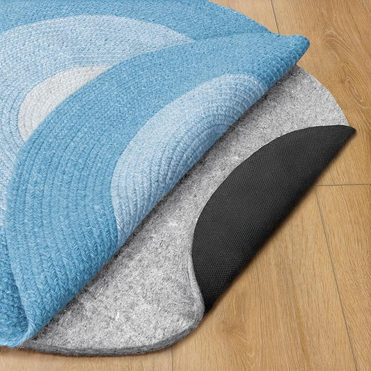 RUGPADUSA - Dual Surface - 5' Round - 3/8" Thick - Felt + Rubber - Enhanced Non-Slip Rug Pad - Adds Comfort and Protection - for Hard Surface Floors