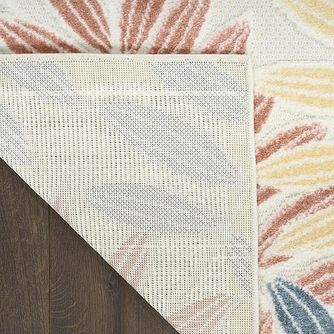 Nourison Home Aloha Ivory Blue 2'8" x 4' Area Rug - Easy Clean, Non Shedding, Bed Room, Living Room, Dining Room, Kitchen (3' x 4')