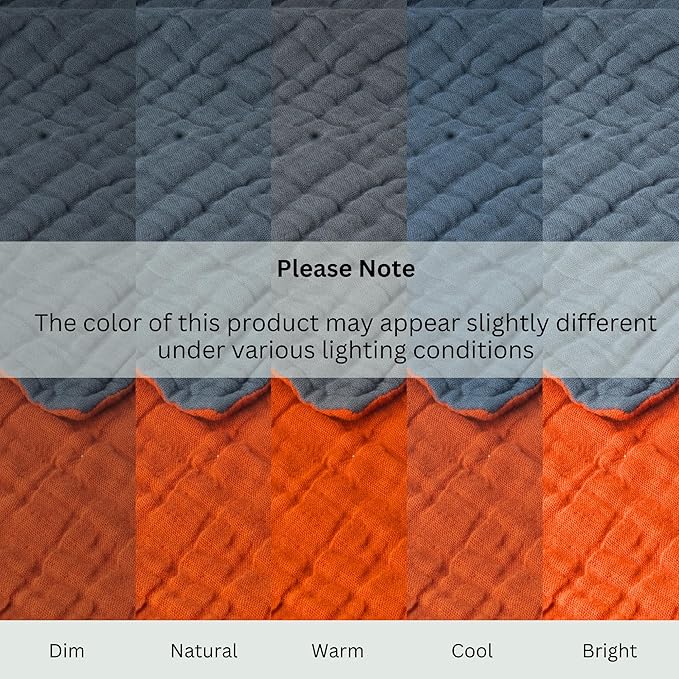 Salt Earth 100% Cotton Muslin Blanket, Gauze Blanket 50"X60" Throw with Tassel 6 Layered, Couch, Bed, Living Room, Home,Lightweight & All Season Blankets & Throws, Skin Friendly (Picante/Dark Slate)