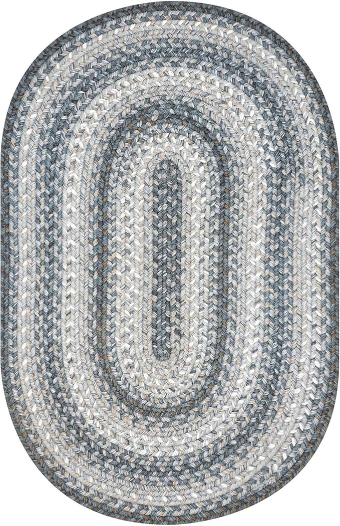 Graphite Grey Braided Oval Rug 20x30 - Indoor & Outdoor - Rustic Country Decor for Entryway, Kitchen, Everywhere