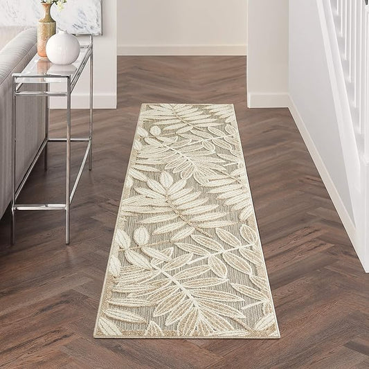 Nourison Home Aloha Natural 2'3" x 10' Area Rug - Easy Clean, Non Shedding, Bed Room, Living Room, Dining Room, Kitchen (10' Runner)