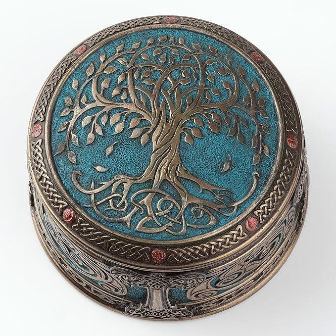 Veronese Design 4 Inch Spiritual Tree of Life Cold Cast Resin Bronze Finish Trinket Jewelry Box