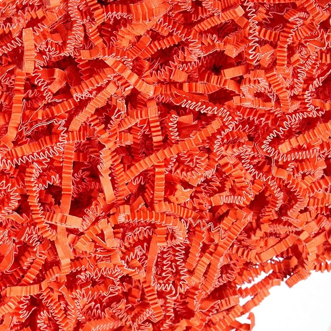 FRILLZ Crinkle Cut Paper Shred Filler for Baskets, Gifts, Packing and Protecting your Halloween, Fall Festival, Birthday and other events (2 pound, Orange)