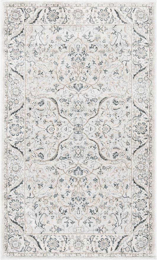 SAFAVIEH Isabella Collection Accent Rug - 3' x 5', Light Grey & Cream, Oriental Design, Non-Shedding & Easy Care, Ideal for High Traffic Areas in Entryway, Living Room, Bedroom (ISA912F)