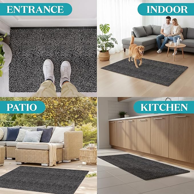 RugMast Premium Microfiber Indoor Door Mat – 36"x60" Washable Entry Mat, Non-Slip, Waterproof Backing, Super Absorbent, Low Profile Entryway Doormat for Indoor Entrance