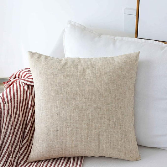 Home Brilliant Burlap Decorative Throw Pillow Euro Sham Pillowcase Cushion Cover for Couch Outdoor Patio Spring Decor, 26x26(66cm), Light Linen