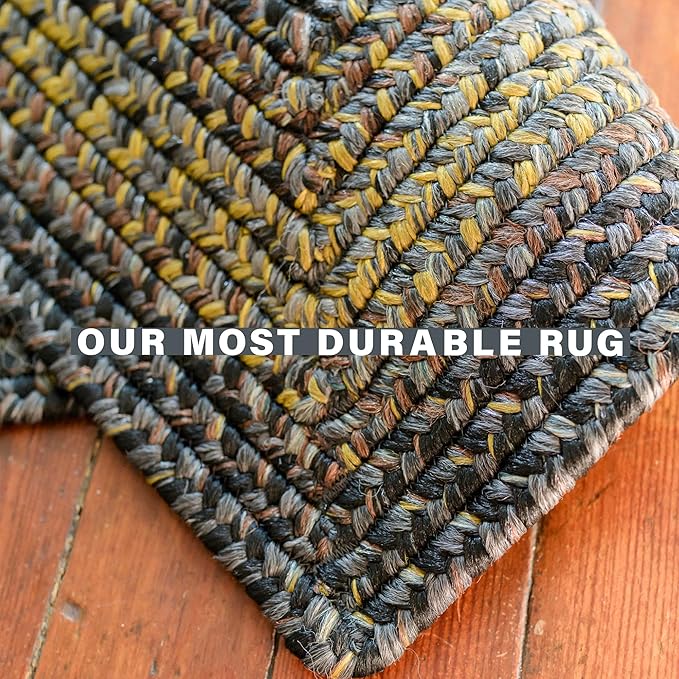 Black Forest Oval Braided Rugs 27"x45" - Black and Gold, Indoor Outdoor Washable - Rustic Country Decor for Kitchens and Entryways - Beautiful, Durable, Reversible, Pet Friendly and Soft