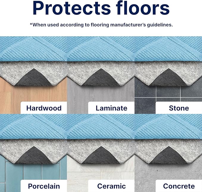 RUGPADUSA - Dual Surface - 2'x12' - 1/8" Thick - Felt + Rubber - Non-Slip Backing Rug Pad - Adds Low-Profile Comfort and Protection