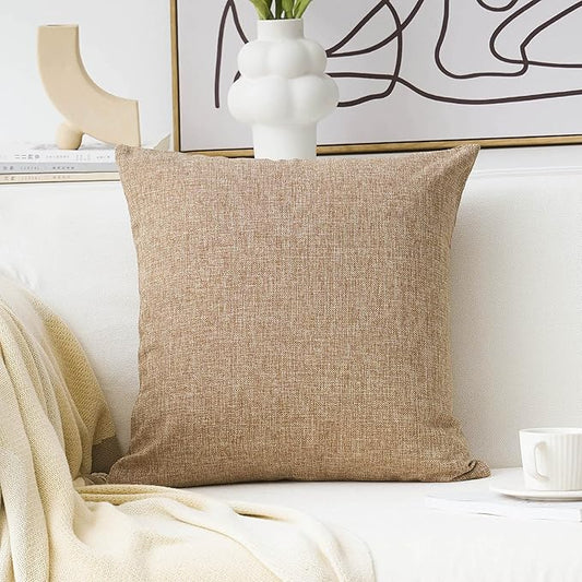 Home Brilliant Decoration Lined Linen Throw Pillow Sham Cushion Cover for Living Room Couch Patio, 26 x 26(66cm), Natural Linen