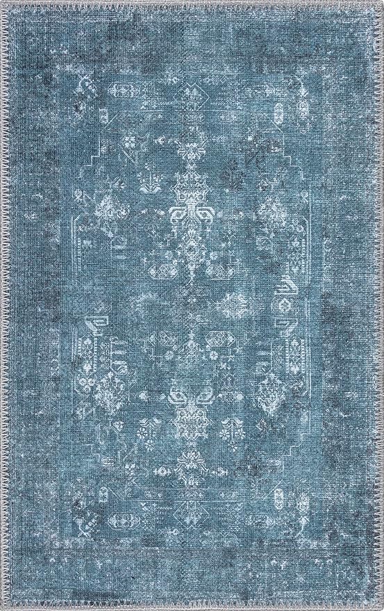 RugOver Machine Washable Area Rug, Pet-Friendly and Non-Slip Indoor Carpet for Kitchen, Bathroom, Living Room, Home Floor Decoration (Spruce/Stone, 2' x 3')