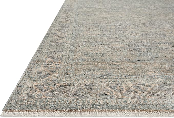 Loloi Angela Rose Blake Collection BLA-01 Sky/Beige 2'-0" x 3'-0", .25" Pile Height, Fringe, Accent Rug