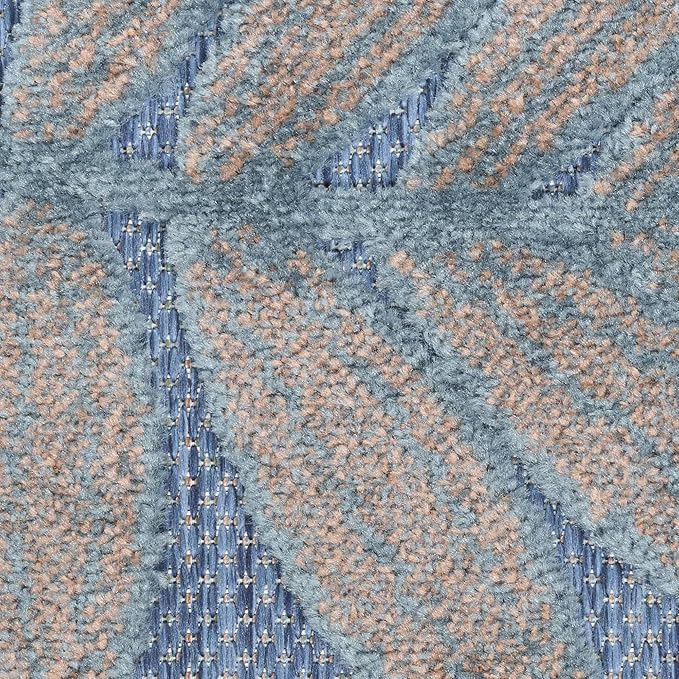 Nourison Home Aloha Blue Rose 2'8" x 4' Area Rug - Easy Clean, Non Shedding, Bed Room, Living Room, Dining Room, Kitchen (3' x 4')