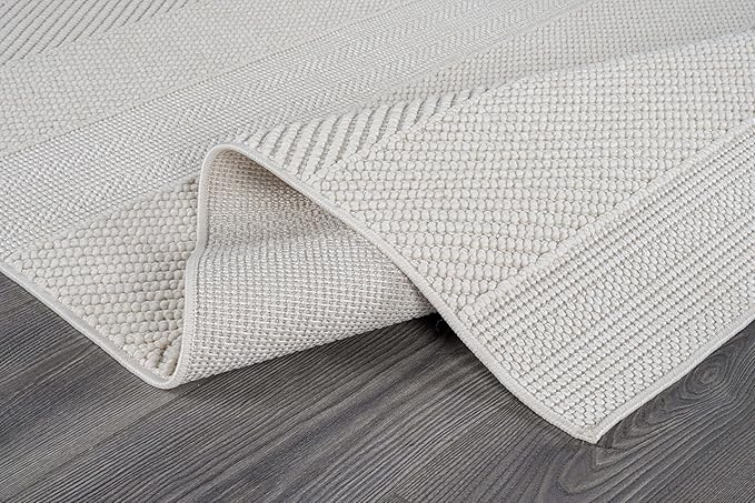 Beverly Rug Micro Loop Area Rug White 5x7 Modern Luxury Soft Boho Geometric Durable Indoor Area Rugs for Living Dining Room Office Stain Resistant Non Shedding Casual Indoor Carpet White 5 x 7