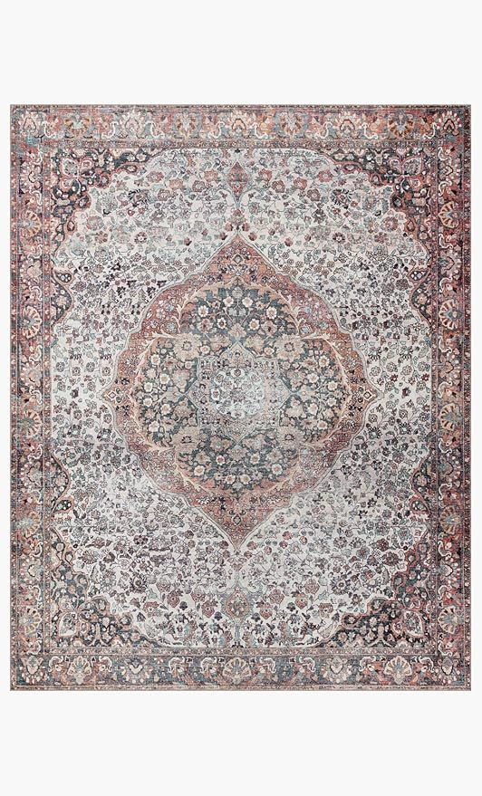 Loloi Wynter Collection WYN-01 Red/Multi 2'-6" x 7'-6" Runner Rug, .13" Thick, Area Rug, Soft, Durable, Printed, Vintage Inspired, Low Pile, Non-Shedding, Easy Clean, Living Room Rug