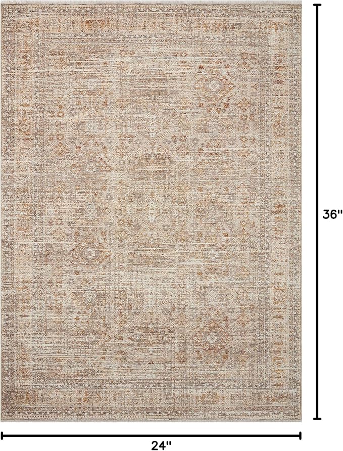 Loloi Angela Rose Blake Collection BLA-06 Oatmeal/Spice 2'-0" x 3'-0", .25" Pile Height, Fringe, Accent Rug