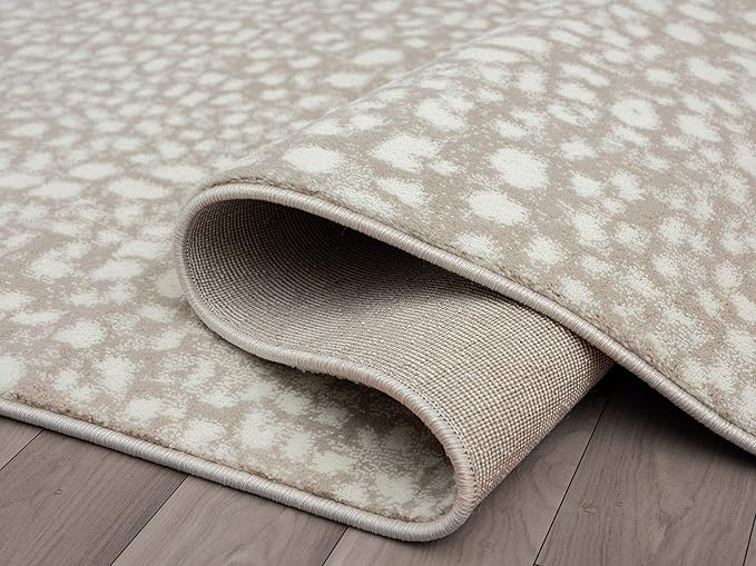 Abani Beige Cheetah Print Area Rug Rugs, Arto Collection - Contemporary Durable Accent Rug (2'x3')