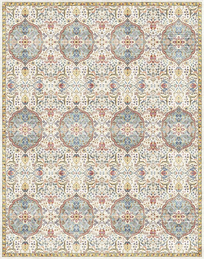 Gertmenian Indoor Bohemian Area Rug - 6x9 Medium, Non-Shedding, Ideal for High Traffic in Living Room, Bedroom, Entryway - Moroccan, Beige/Sand, 26834