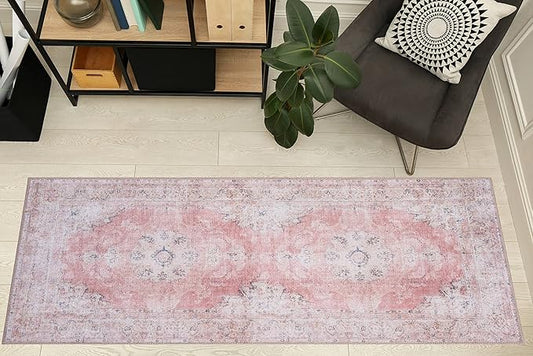 RugOver Machine Washable Area Rug, Pet-Friendly and Non-Slip Indoor Carpet for Kitchen, Bathroom, Living Room, Home Floor Decoration(Flesh/Oatmeal, 2'6" x 6'6")