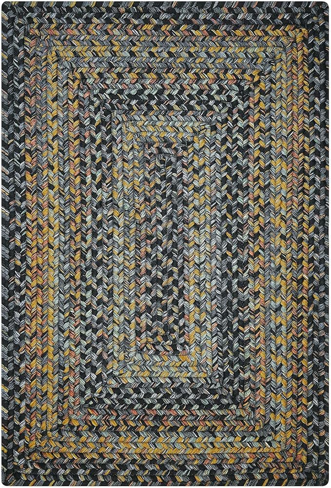 Black Forest Braided Rope Rug 27"x45" - Rectangle, Black and Gold, Indoor Outdoor Washable - Country Primitive Decor for Bathrooms and Kitchens - Beautiful, Durable, Waterproof, Pet Friendly and Soft