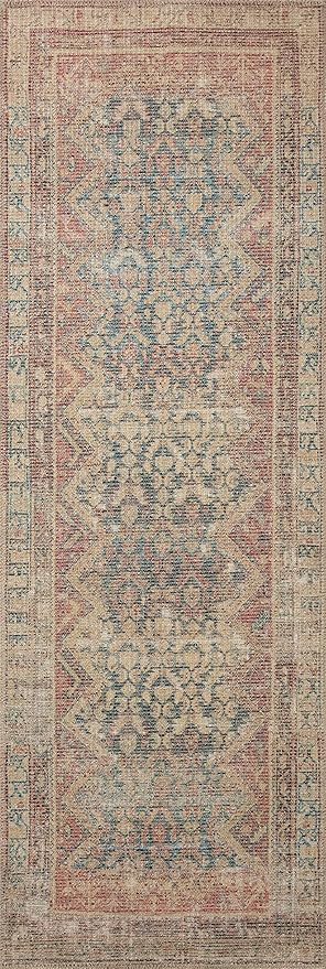 Loloi Angela Rose Aubrey Collection AUB-03 Ocean/Spice 2'-6" x 7'-6", .19" Pile Height, Runner Rug